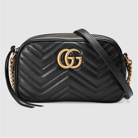 vintage gucci shoulder bag black leather|gucci marmont shoulder bag.